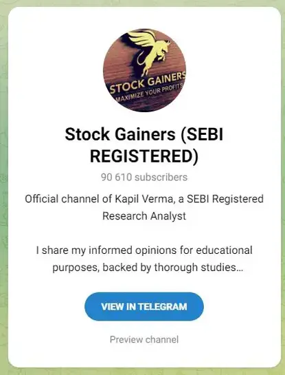 Stock Gainers (SEBI Registered